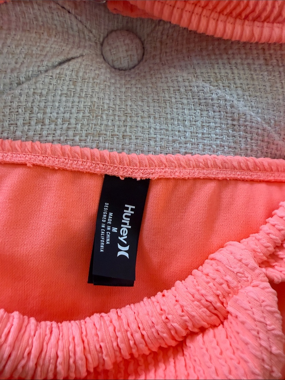 Hurley Coral-Orange Ribbed Knot Bikini Set - Picture 2 of 9